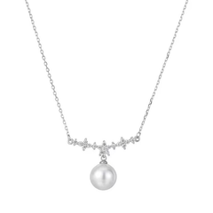 STERLING SILVER COLLECTION - CHIC PEARL DROP NECKLACE - CZNK262 925 SILVER