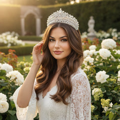 ATHENA COLLECTION - PEARL STATEMENT CROWN - AHB215 SILVER