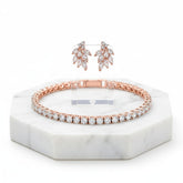 CUBIC ZIRCONIA COLLECTION - TENNIS BRACELET SET -ROSE GOLD
