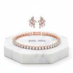 CUBIC ZIRCONIA COLLECTION - TENNIS BRACELET SET -ROSE GOLD