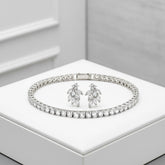 CUBIC ZIRCONIA COLLECTION - TENNIS BRACELET SET - SILVER