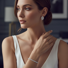 CUBIC ZIRCONIA COLLECTION - TENNIS BRACELET SET - SILVER