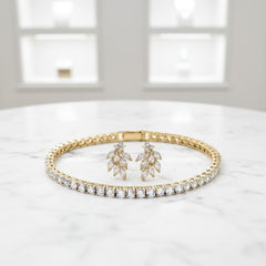 CUBIC ZIRCONIA COLLECTION - TENNIS BRACELET SET - GOLD