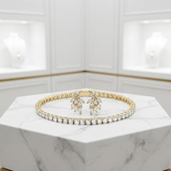 CUBIC ZIRCONIA COLLECTION - TENNIS BRACELET SET - GOLD