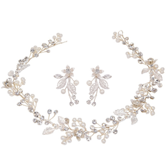 ATHENA COLLECTION - FLORAL EXTRAVAGANCE HAIR VINE- SILVER - HP206