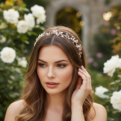 ATHENA COLLECTION - FLORAL EXTRAVAGANCE HAIR VINE SET - GOLD HP206