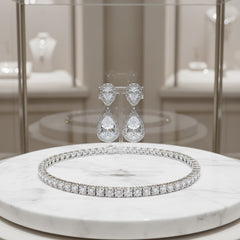 CUBIC ZIRCONIA COLLECTION - CHIC TENNIS BRACELET SET -SILVER