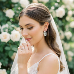 CUBIC ZIRCONIA COLLECTION - DIAMOND CLUSTER EARRINGS -CZER858 SILVER