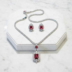 GATSBY INSPIRED - SHIMMERING NECKLACE SET - CZNK183 FUCHSIA