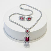 GATSBY INSPIRED - SHIMMERING NECKLACE SET - CZNK183 FUCHSIA
