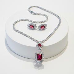 GATSBY INSPIRED - SHIMMERING NECKLACE SET - CZNK183 FUCHSIA