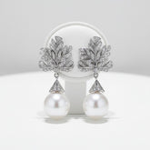 CUBIC ZIRCONIA COLLECTION - LUXE PEARL EARRINGS - CZER859 SILVER