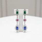 CUBIC ZIRCONIA COLLECTION - ART DECO EARRINGS - CZER860 SILVER