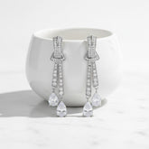 CUBIC ZIRCONIA COLLECTION - CHIC CRYSTAL DROP EARRINGS - CZER863 SILVER