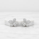 CUBIC ZIRCONIA COLLECTION -VINTAGE CRYSTAL EARRINGS - SILVERB CZER865