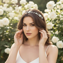 ATHENA COLLECTION - DAINTY FLOWER HAIRVINE - SILVER