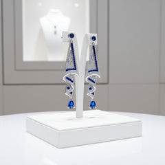 CUBIC ZIRCONIA COLLECTION - EXQUISITE STARLET EARRINGS - SAPPHIRE CZER867