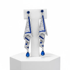 CUBIC ZIRCONIA COLLECTION - EXQUISITE STARLET EARRINGS - SAPPHIRE CZER867