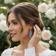 CUBIC ZIRCONIA COLLECTION - EXQUISITE STARLET EARRINGS - SAPPHIRE CZER867