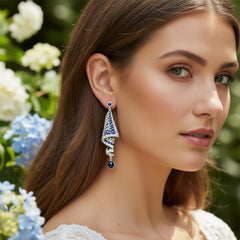 CUBIC ZIRCONIA COLLECTION - EXQUISITE STARLET EARRINGS - SAPPHIRE CZER867