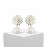 ATHENA COLLECTION - PEARL CLUSTER EARRINGS - CZER869 GOLD