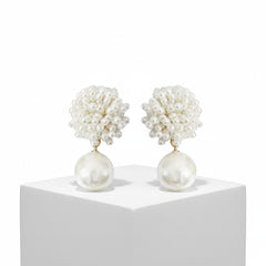 ATHENA COLLECTION - PEARL CLUSTER EARRINGS - CZER869 GOLD