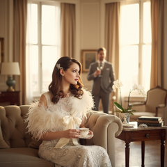 Ostrich Feather Stole - IVORY SASSB-SG4