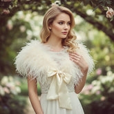 Ostrich Feather Stole - IVORY SASSB-SG4
