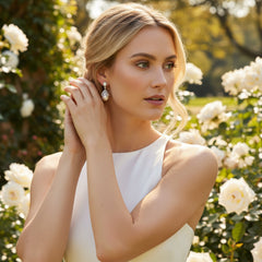CUBIC ZIRCONIA COLLECTION - GATSBY INSPIRED EARRINGS - CZER872 SILVER