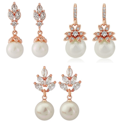 CUBIC ZIRCONIA COLLECTION - CHIC ROSE EARRING COLLECTION -ROSE GOLD