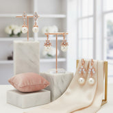 CUBIC ZIRCONIA COLLECTION - CHIC ROSE EARRING COLLECTION -ROSE GOLD