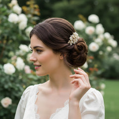 AMELIA LUXE PEARL HAIR COMB - (HC8) SASSB- 14K GOLD