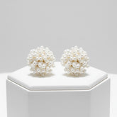 ATHENA COLLECTION - PEARL CLUSTER EARRINGS - CZER873 IVORY