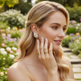 CUBIC ZIRCONIA COLLECTION - CHIC FLOWER EARRINGS -CZER878 GOLD