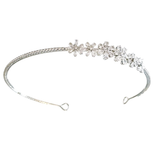 CUBIC ZIRCONIA COLLECTION - CRYSTAL FLOWER HEADBAND - AHB218 SILVER