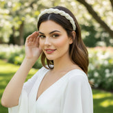 ATHENA COLLECTION - CHIC PEARL HEADBAND - SILVER AHB219