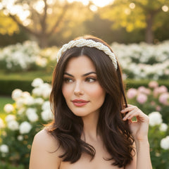 ATHENA COLLECTION - CHIC PEARL HEADBAND - SILVER AHB219