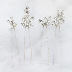 ATHENA COLLECTION - CRYSTAL ALLURE HAIR PINS - PIN81- SILVER