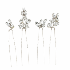 ATHENA COLLECTION - CRYSTAL ALLURE HAIR PINS - PIN81- SILVER