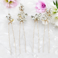 ATHENA COLLECTION - CRYSTAL ALLURE HAIR PINS - PIN81- GOLD