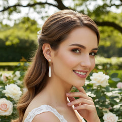 ATHENA COLLECTION - PEARL DROP EARRINGS - CZER879 GOLD