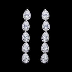 CUBIC ZIRCONIA COLLECTION - CRYSTAL DROP EARRINGS - CZER884 SILVER
