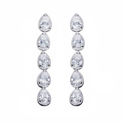 CUBIC ZIRCONIA COLLECTION - CRYSTAL DROP EARRINGS - CZER884 SILVER