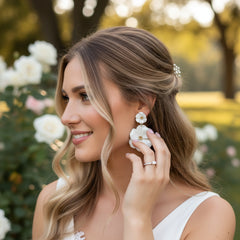 ATHENA COLLECTION - ENCHANTMENT FLOWER EARRINGS - CZER886 WHITE
