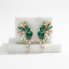 CUBIC ZIRCONIA COLLECTION - CRYSTAL STATEMENT EARRINGS - CZER888 EMERALD