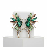 CUBIC ZIRCONIA COLLECTION - CRYSTAL STATEMENT EARRINGS - CZER888 EMERALD