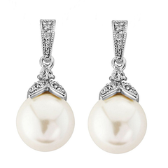 Cubic Zirconia Collection - Opulence Pearl Earrings - (ER307)