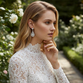 Cubic Zirconia Collection - Silver Screen Earrings - (ER309)
