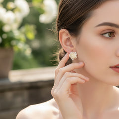 ATHENA COLLECTION - DAINTY ROSE EARRINGS - CZER893 GOLD