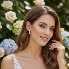 CZ COLLECTION - DAINTY CRYSTAL DROP EARRINGS -925 SILVER CZER894